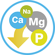 Reduced Ca, P and Mg content